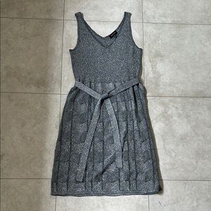 Spense silver metallic knit chevron dress small